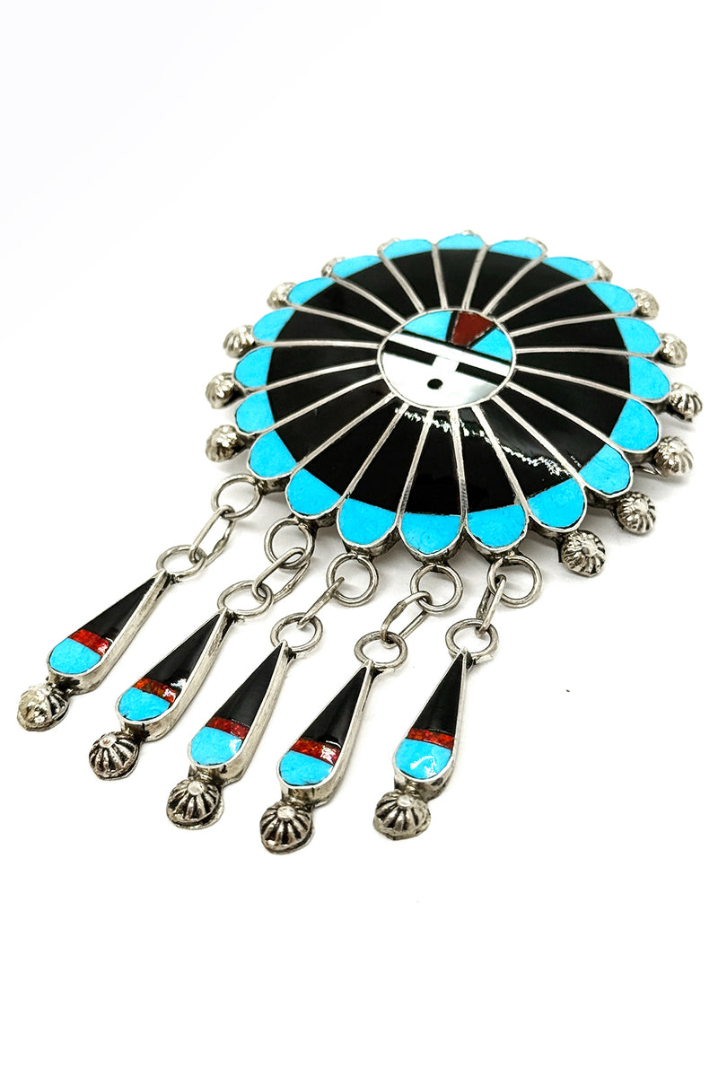 Zuni Sunface Sterling Silver Pin & Pendant by Delwin Gasper