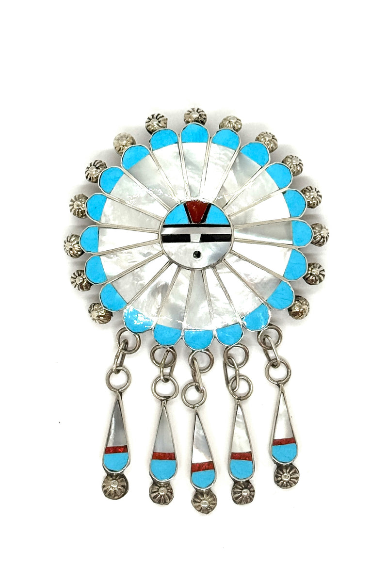 Delwin Gasper Zuni Sunface Sterling Silver Pin & Pendant