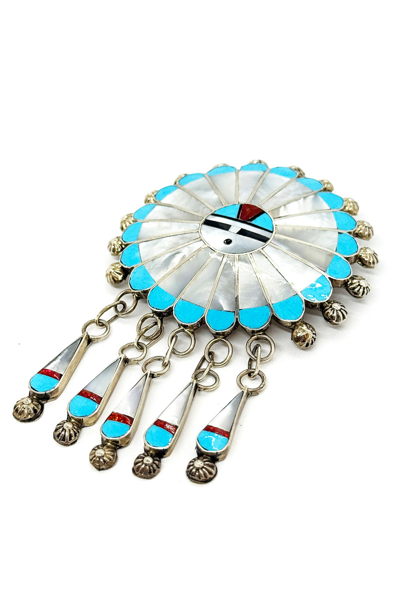 Delwin Gasper Zuni Sunface Sterling Silver Pin & Pendant