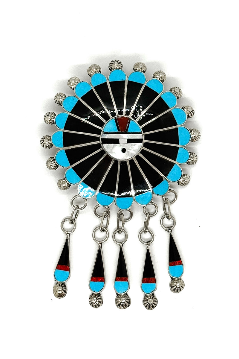 Zuni Sunface Sterling Silver Pin & Pendant by Delwin Gasper