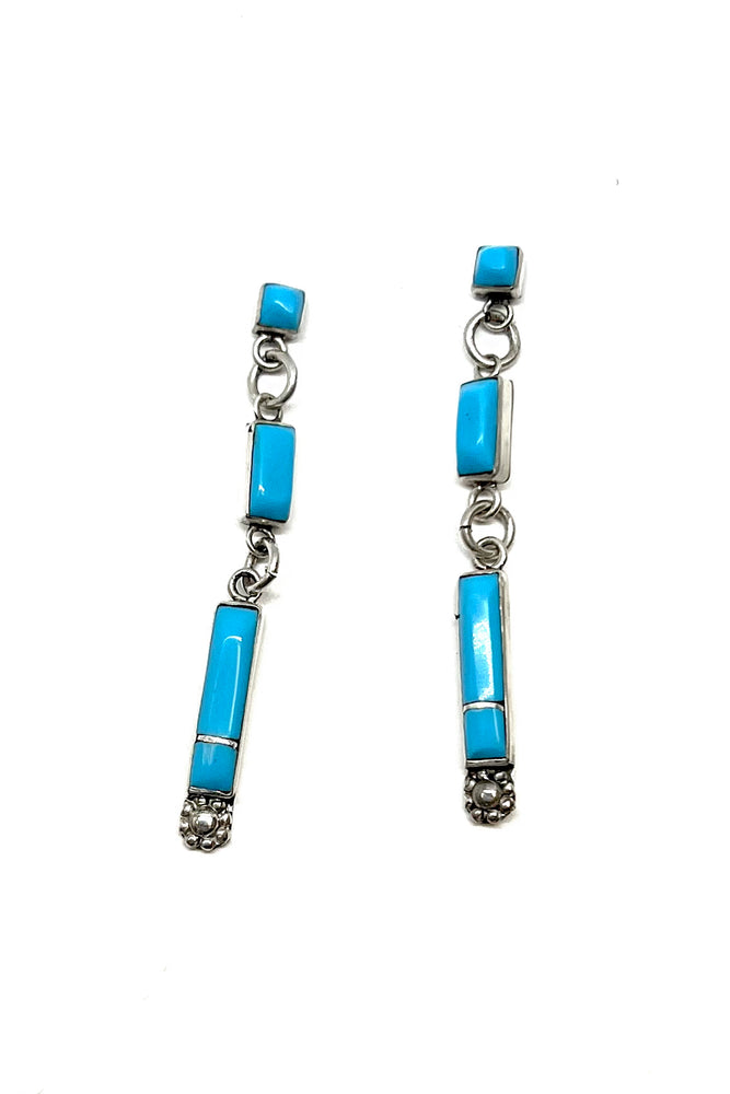 
                
                    Load image into Gallery viewer, Delicate Zuni Sleeping Beauty Turquoise Earrings
                
            