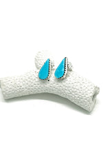Sleeping Beauty Turquoise Teardrop and Sterling Silver Zuni Post Earrings
