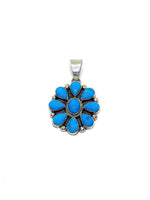 Navajo Blue Turquoise Sterling Silver Cluster Pendant