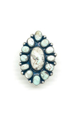Bobby Johnson Dry Creek White Turquoise Cluster Ring (Size 7)