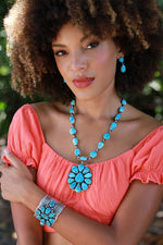 Bea Tom Turquoise Flower Necklace Set