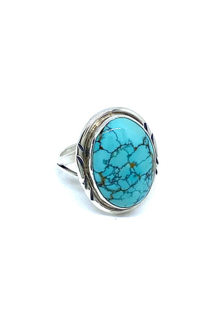Bright Green Turquoise Navajo Ring (Size 6)