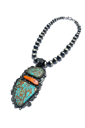 Navajo Chimney Butte Number 8 Turquoise Statement Necklace