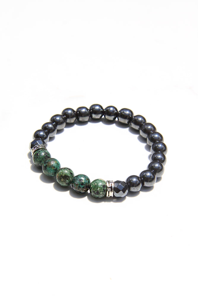 African Turquoise and Hematite Power Bracelet