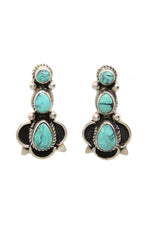 Delbert Delgarito Three Stone Green Turquoise Post Earrings