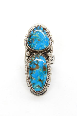 Double Stone Easter Blue Turquoise Ring (Size 6.5)