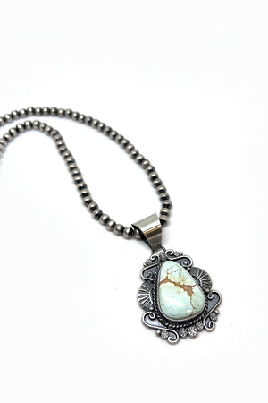 
                
                    Load image into Gallery viewer, Mary Ann Spencer Dry Creek White Turquoise Sterling Silver Pendant
                
            