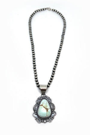 
                
                    Load image into Gallery viewer, Mary Ann Spencer Dry Creek White Turquoise Sterling Silver Pendant
                
            
