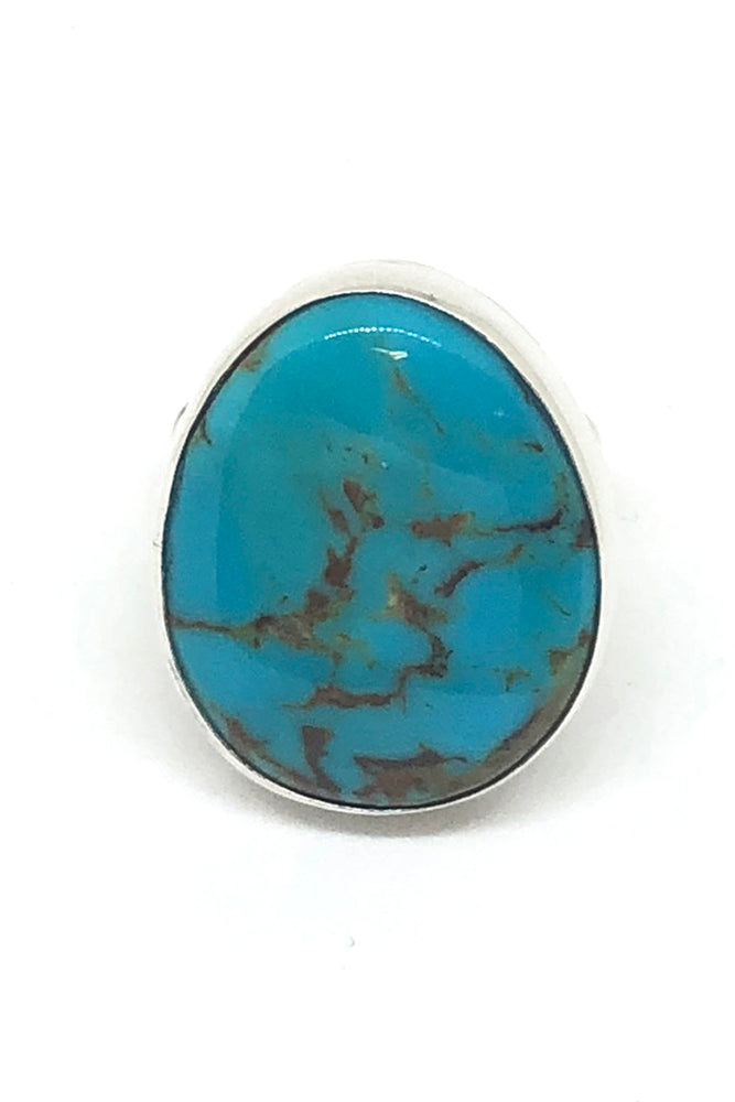 
                
                    Load image into Gallery viewer, Everett and Mary Teller Oval Turquoise Ring (Size 8)
                
            