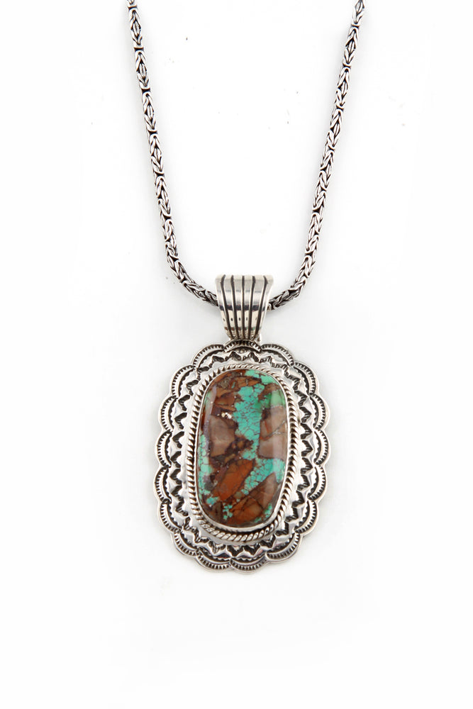 Ramone Boulder Turquoise Pendant – Silver Eagle Gallery