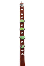 Navajo Genuine Gaspeite and Leather Dog Collar