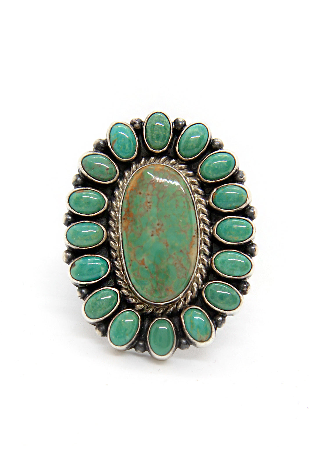 Gloria Begay Turquoise Navajo Cluster Ring (size 8 ¼) – Silver Eagle ...