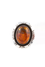 Navajo Oval Amber Ring (Size 5 ¾)