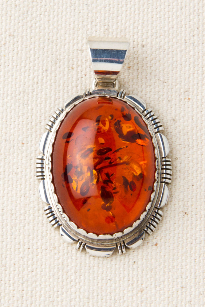 
                
                    Load image into Gallery viewer, Baltic Amber Sterling Silver Pendant
                
            