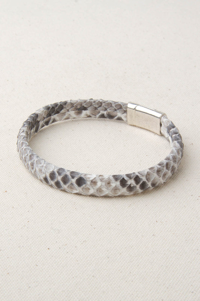 Grey Python Leather Station Bracelet