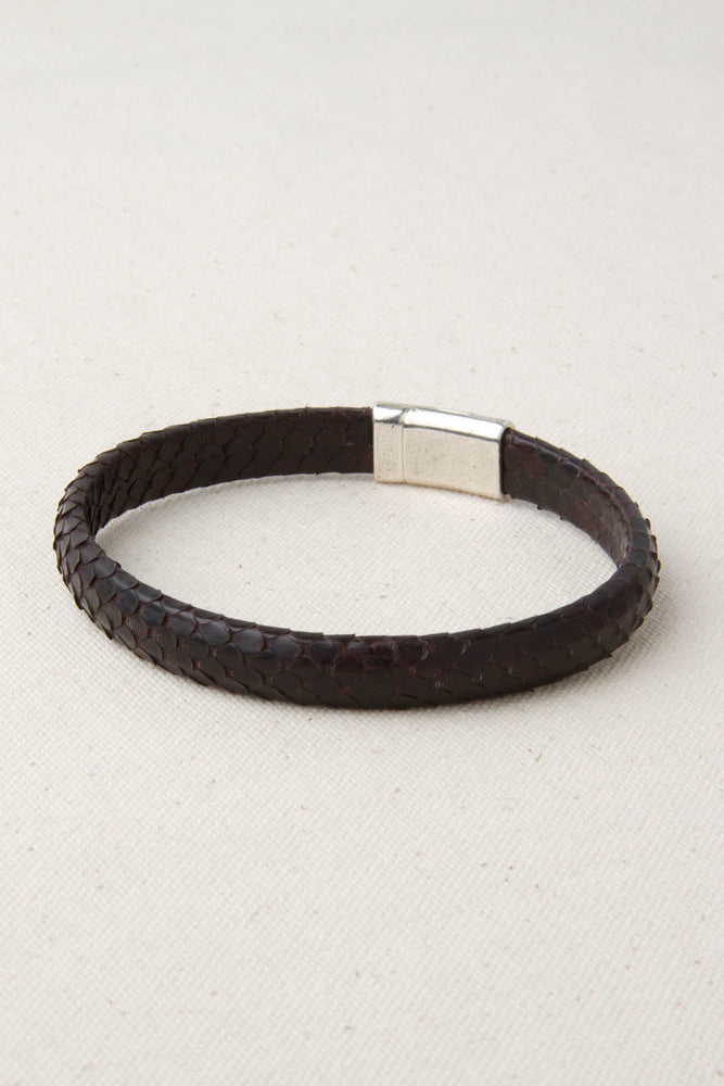 
                
                    Load image into Gallery viewer, Black Python Leather Station Bracelet
                
            