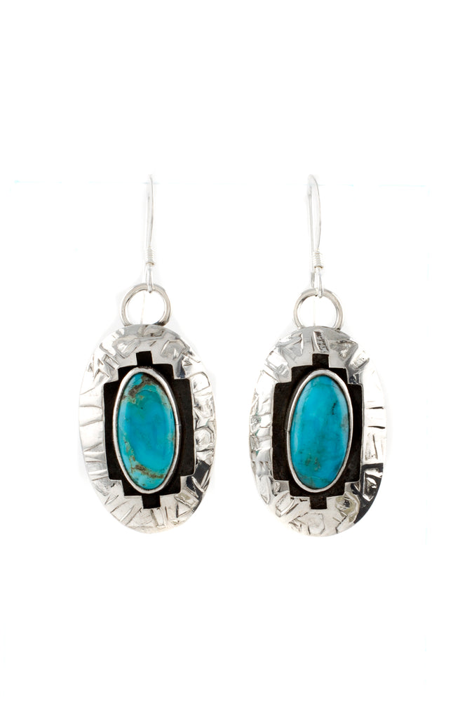 Everett and Mary Teller Kingman Turquoise Shadow Box Earrings