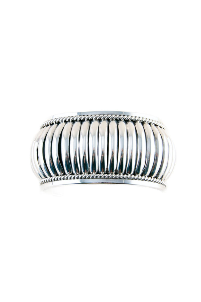 
                
                    Load image into Gallery viewer, Thomas Charley Sterling Silver Water Bead Cuff Bracelet (Wide)
                
            