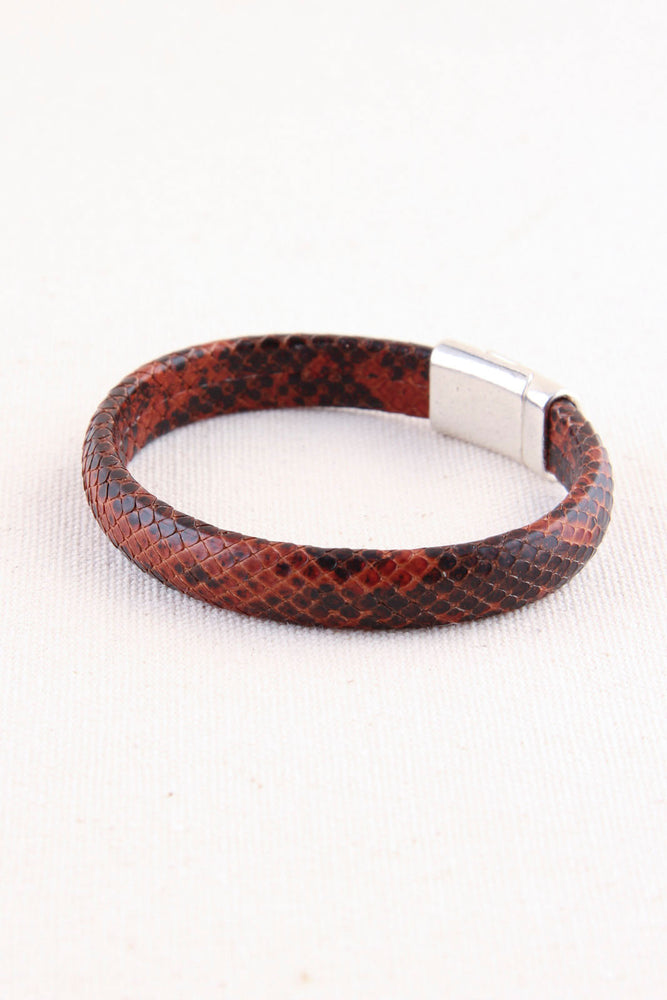 Brown Python Leather Station Bracelet