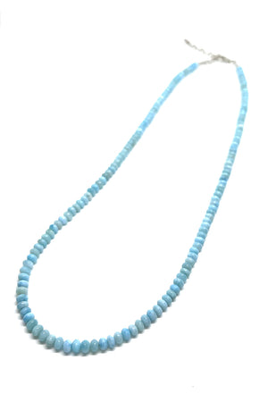 
                
                    Load image into Gallery viewer, Larimar Rondelle Bead Necklace
                
            