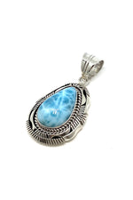 Navajo Sterling Silver Larimar Teardrop Pendant