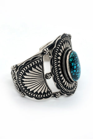 
                
                    Load image into Gallery viewer, Leander Tahe Kingman Turquoise Cuff Bracelet
                
            