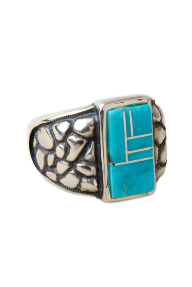 Turquoise Channel Inlay Men's Ring (Size 10)