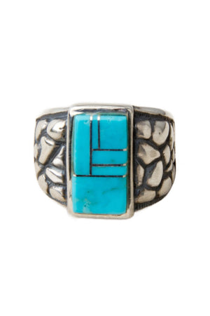Turquoise Channel Inlay Men's Ring (Size 10)