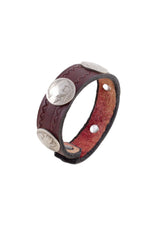 Dark Brown Buffalo Nickel Leather Snap Bracelet (Narrow)