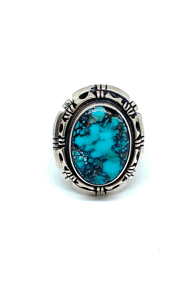 Native American Feather Solid Sterling Silver Turquoise Cabochon Ladies'  Ring: 'Sedona Canyon' Turquoise Ladies' Ring
