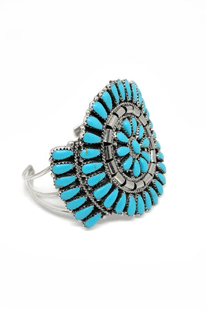 Navajo Sterling Silver and Turquoise Cluster Cuff Bracelet