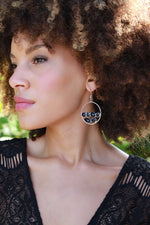 Lively Black Onyx Navajo Sterling Silver Hoop Earrings