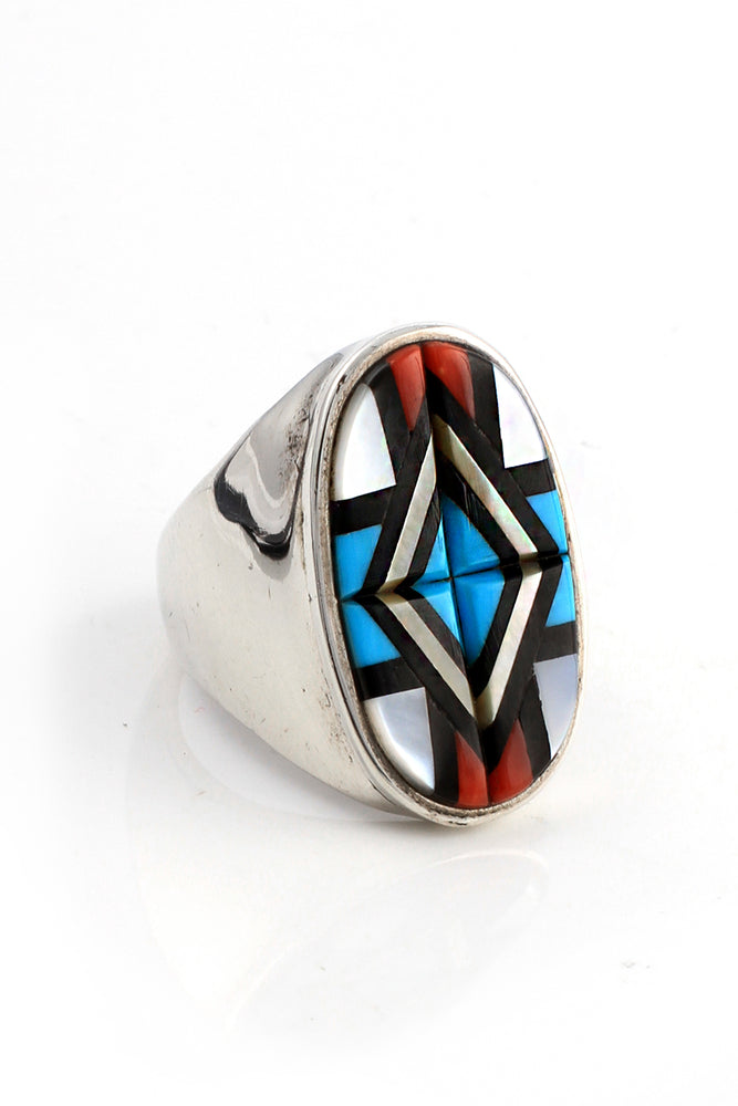 
                
                    Load image into Gallery viewer, Men&amp;#39;s Zuni Inlay Ring (Size 10)
                
            
