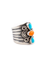 Wide Turquoise and Spiny Oyster Ring (Size 6 ¾)