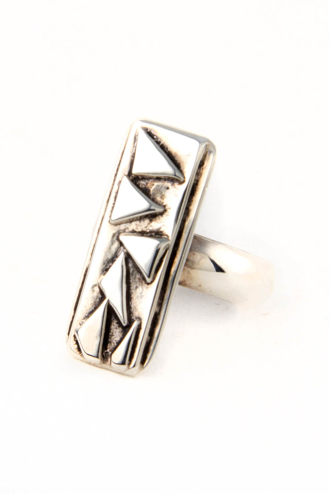 Benjamin Forest "Silver Shards" Rectangular Sterling Silver Ring (Size 7 ¾)