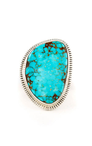 Navajo Blue Kingman Turquoise Sterling Silver Ring (Size 7 3/4)