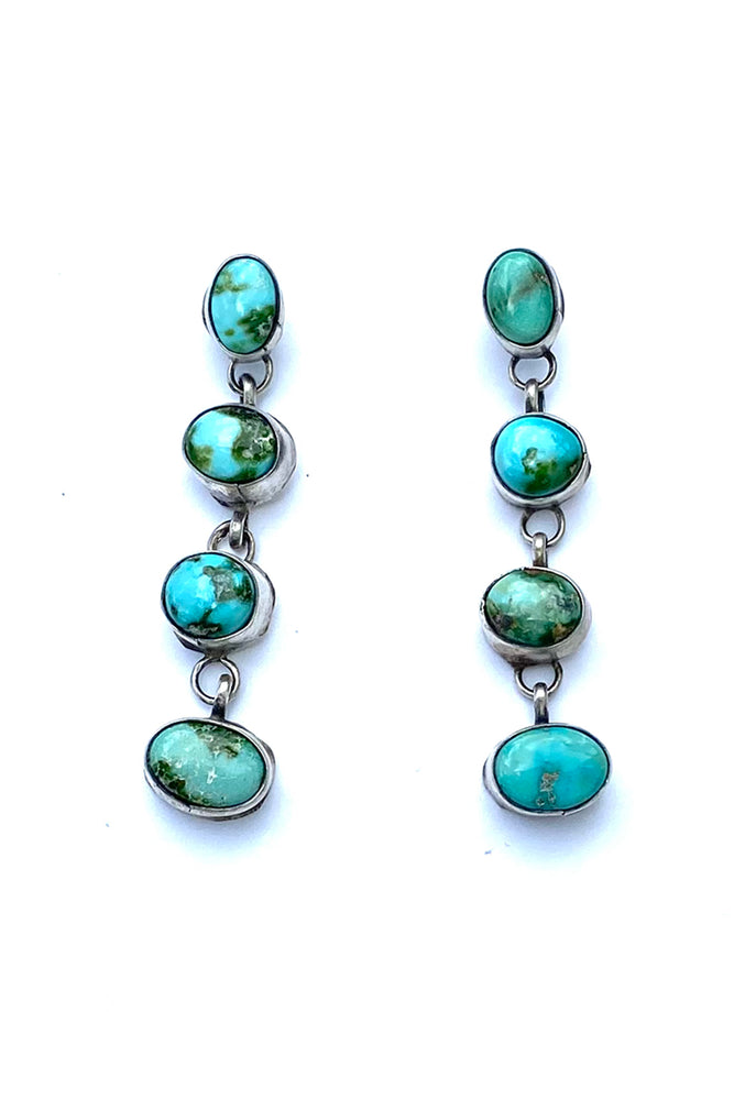 Sonoran gold turquoise 4- stone post earrings