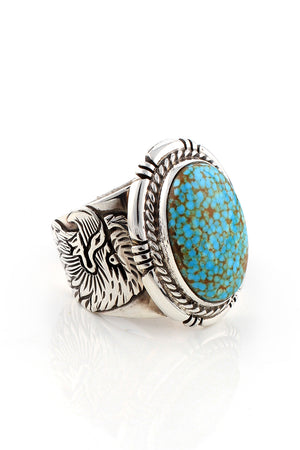 Number 8 Turquoise Navajo Men's Ring (Size 11.5)