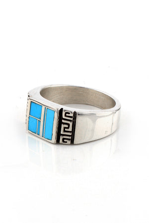 Turquoise Channel Inlay Men's Ring (Size 12.5)