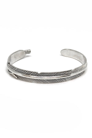 Thin Navajo Feather Sterling Silver Cuff Bracelet