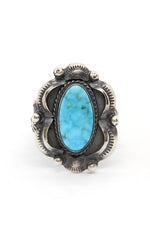 Tom Gilbert Kingman Turquoise Repousse Ring (Size 9)