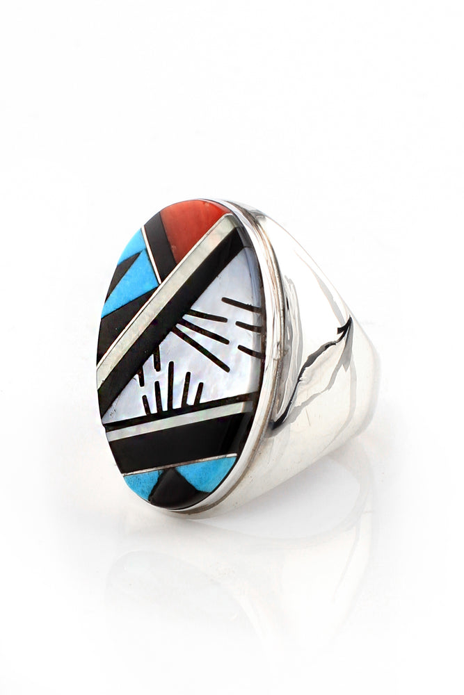 Men's Oval Inlay Zuni Ring (Size 10)