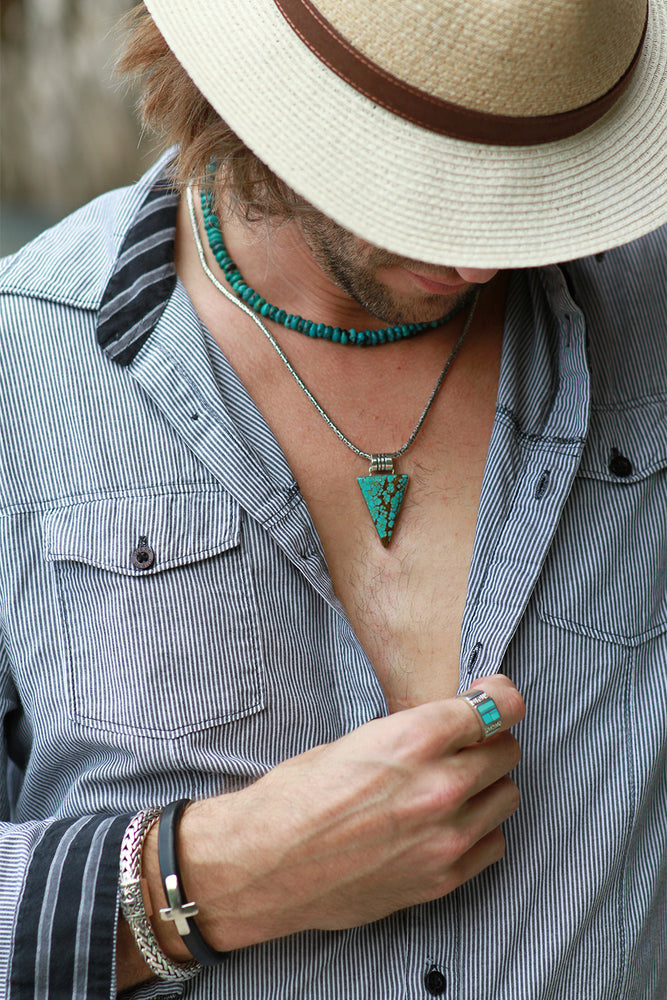 
                
                    Load image into Gallery viewer, Natural Turquoise Triangle Pendant
                
            