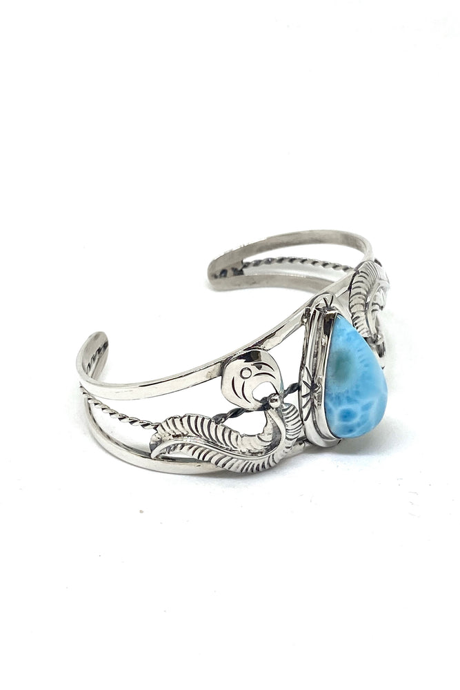 Larimar Sterling Silver Feather Cuff