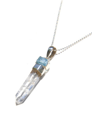 
                
                    Load image into Gallery viewer, Apatite and  Quartz Sterling Silver Pendant
                
            