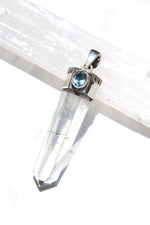 Blue Topaz and Quartz Crystal Pendant